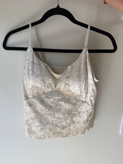 Beige Floral Satin Camisole Top