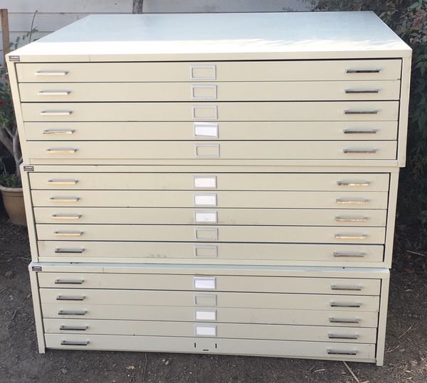 Flat File Storage Cabinets For Drawing Blueprints For Sale In San