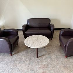 Vintage Leather Sofa + Accent Chair Set