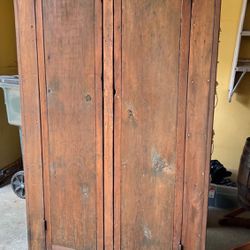 Antique Wood Armoire Cabinet