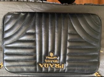 Prada Black Quilted Leather Crossbody Camera Bag