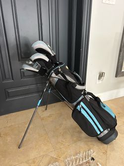 Walter Hagen 14-Way Nylon Stand Golf Bag w/ Strap, Zip, Black/Blue/Gray