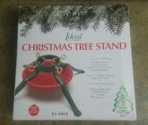 Ideal Red and Green Old School Metal Christmas Tree Stand Pre Owned Good Cond.