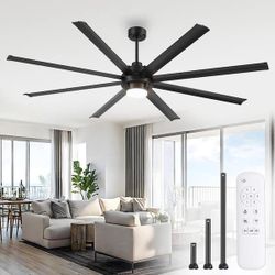 84 in. Indoor/Outdoor Matte Black Downrod and Angled Mount Industrial Ceiling Fan with Light Kit and Remote Control