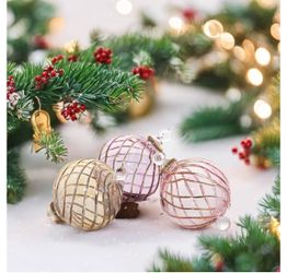 Egyption Hand-Blown Purple Glass Christmas Ornaments Swirl With Gold Set Of 8