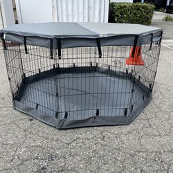 30” Tall Dog Playpen With Cover Dog Run, Dog Cage 8 Panels Fence with Door