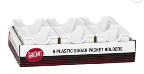 NEW 6 Pack Tablecraft C56W 2-1/2 Inch Dishwasher Safe Sugar Packet Holder Plastic White #4471