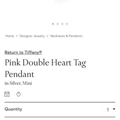 Tiffany & Co. Pink Double Heart Tag Pendant 