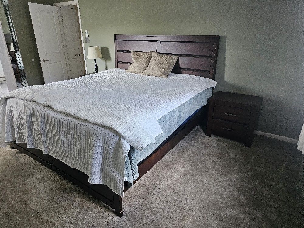 King Bedroom Set – Bed, Dresser, Mirror and Nightstand –Great Condition