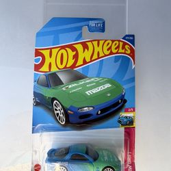 Hot Wheels Mazda RX-7 HW Drift 1:64 Diecast Car Blue/Green Unopened