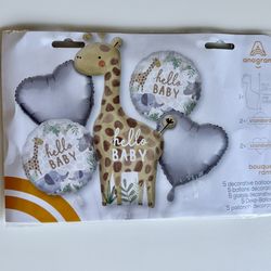 Hello Baby Balloon Bouquet, 5 Balloons In A Set