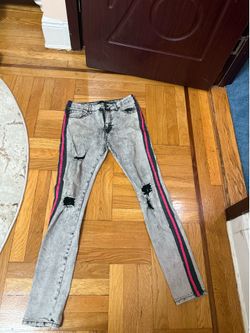 Pink grey ripped jeans