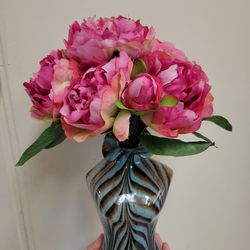 Bouquet💐 Artificial Flowers And Murano Glass Vase / Vase De Vidrio "Blusa Murano Con Flores Artificiales 