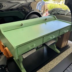 Vintage Mint Green Roll Top Desk