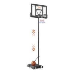 VEVOR - Basketball Hoop, 4-10 ft Adjustable Height Portable Backboard System, 44 inch Basketball Hoop & Goal, Basketball Set - Black, Transparent