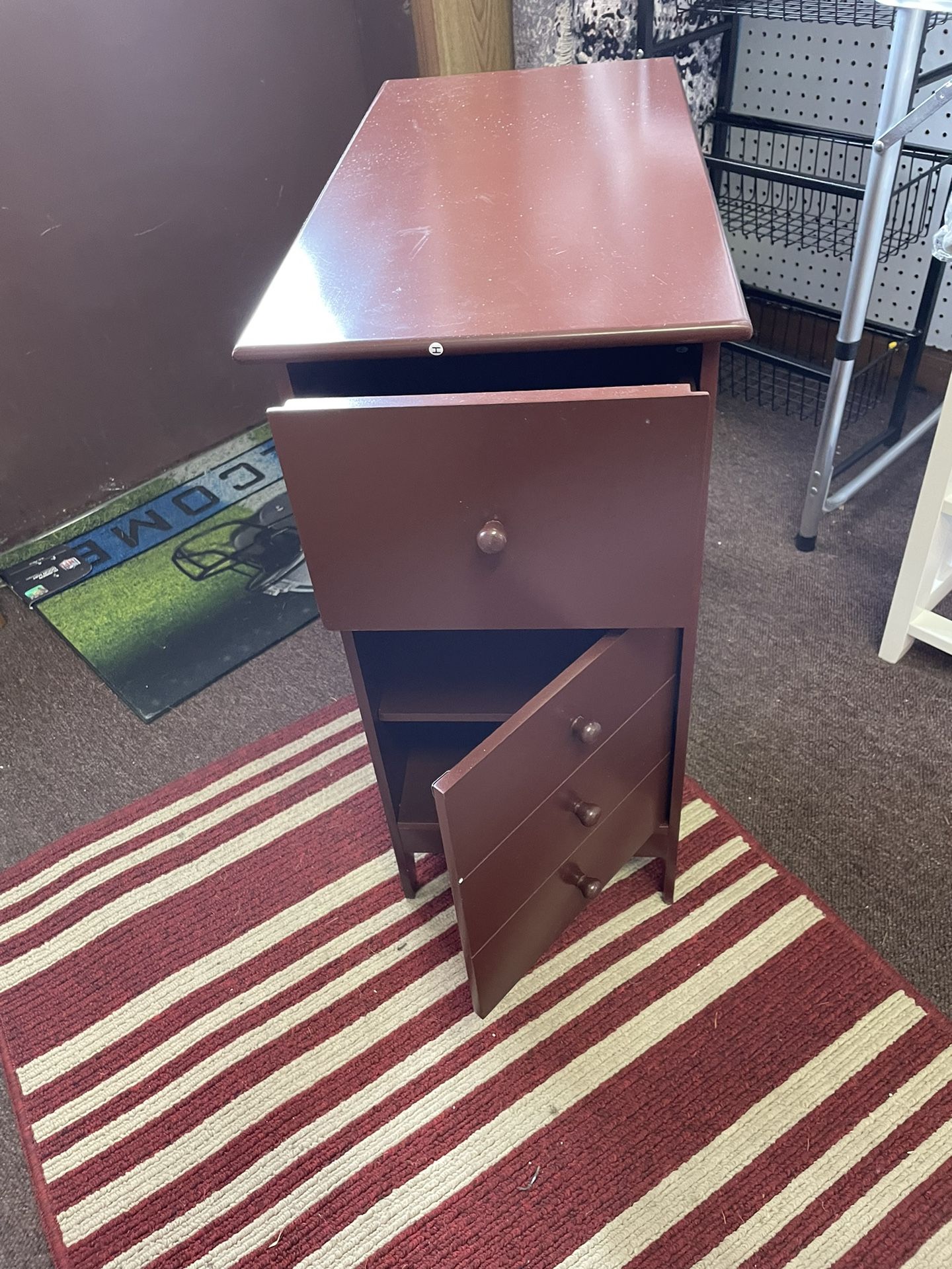 New End Table With Drawer And Door, Open In The Back