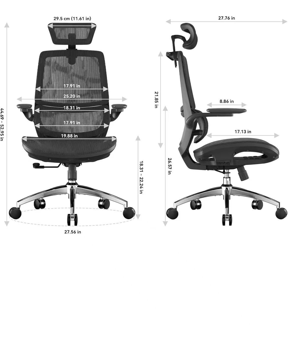 🔥M59AS Ergonomic Office Chair, Desk Chair with 3D Flip-up Armrests, Computer Chair with Dual Back Design and Adaptive Dynamic Lumbar Support🔥