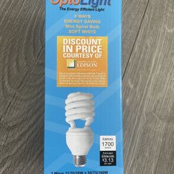 OptoLight 3-Way Soft White Bulb 1700 Lumens  Mini Spiral OP-CFL-3W-26W - $7 (Los Angeles)