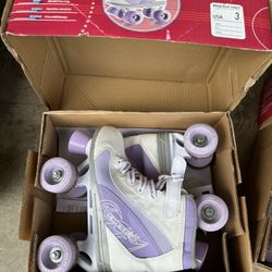 Girls Roller Skates( White/purple) Size 3