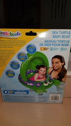 NEW IN BOX SWIMSCHOOL SEA TURTLE BABY BOAT WITH REMOVABLE SUNSHADE. PICK UP MIDDLEBORO ONLY