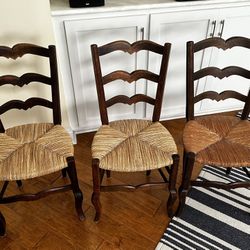 6 Country French Style oak rush Chairs (circa 1920)
