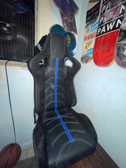 Universal Reclinable Bucket Racing Seat - Black/Blue (Single)
