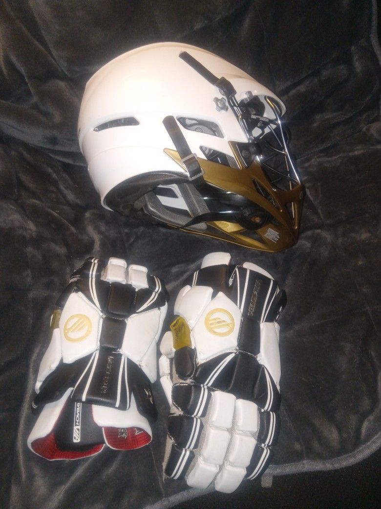 Lacrosse Helmet and Gloves