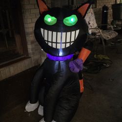 4 foot tall black glowing glowing eyed kitty  Blowup cat $35 Brand New