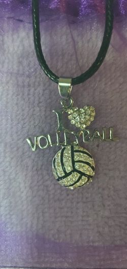 Beautiful I love volleyball necklace