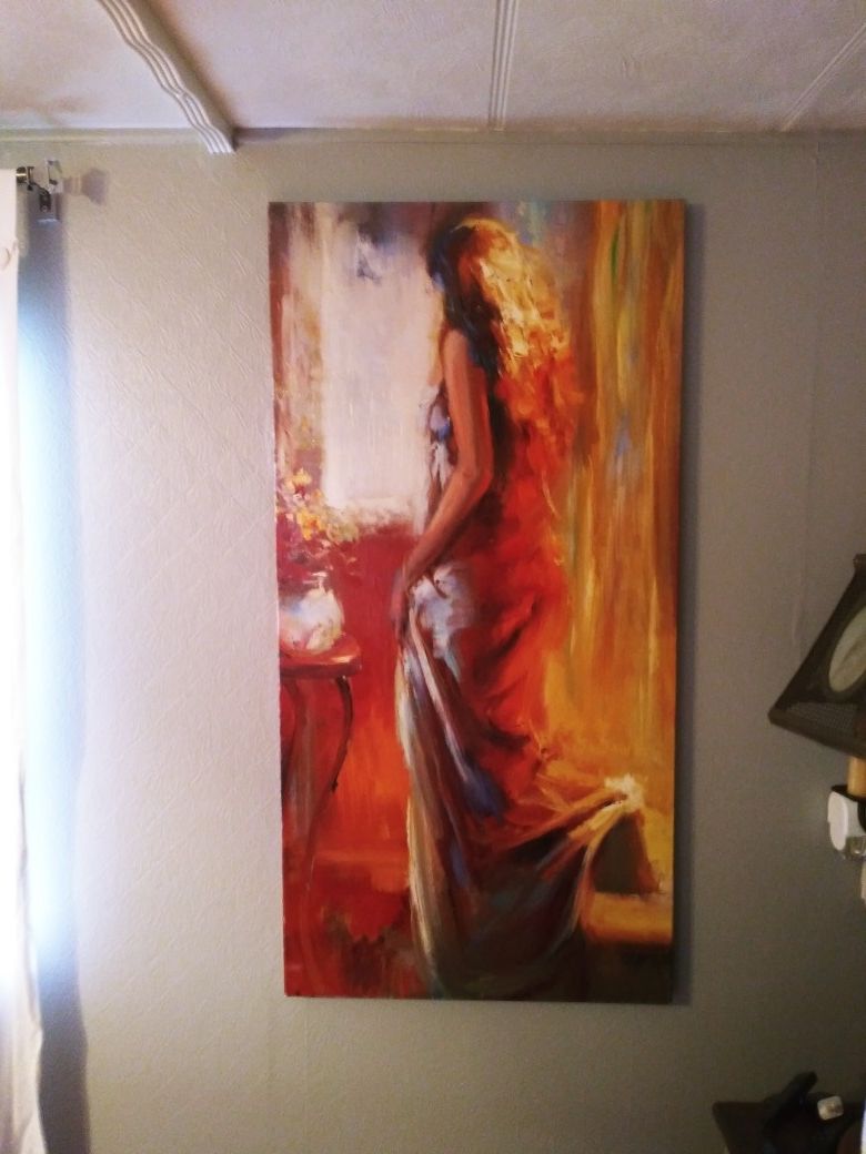Large Canvas Painting Lady in Red