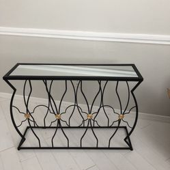Glam Glass top console table black 