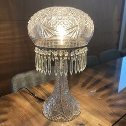 Antique McKee Crystal Prescut Glass Dome Table Lamp