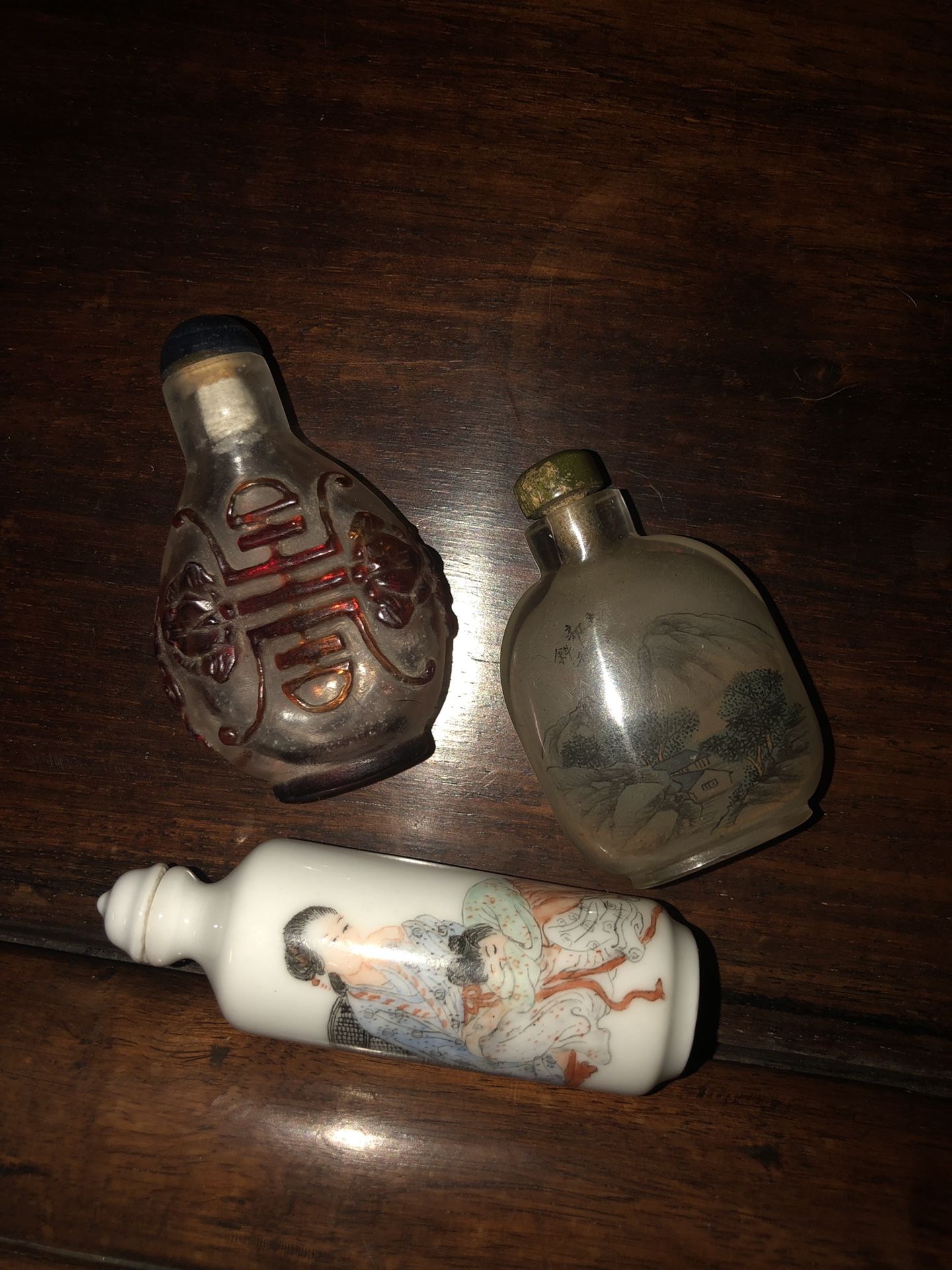 Group of 3 asian antique snuff bottle