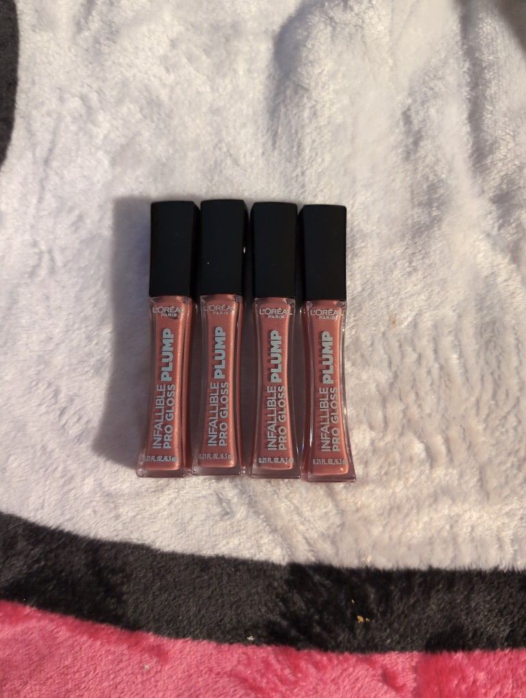 L'Oreal Infallible Plump Lip Gloss 4 Count Nude Twinkle Sealed