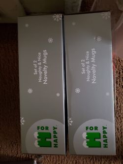 H For Happy 2 Set Naughty & Nice Mug