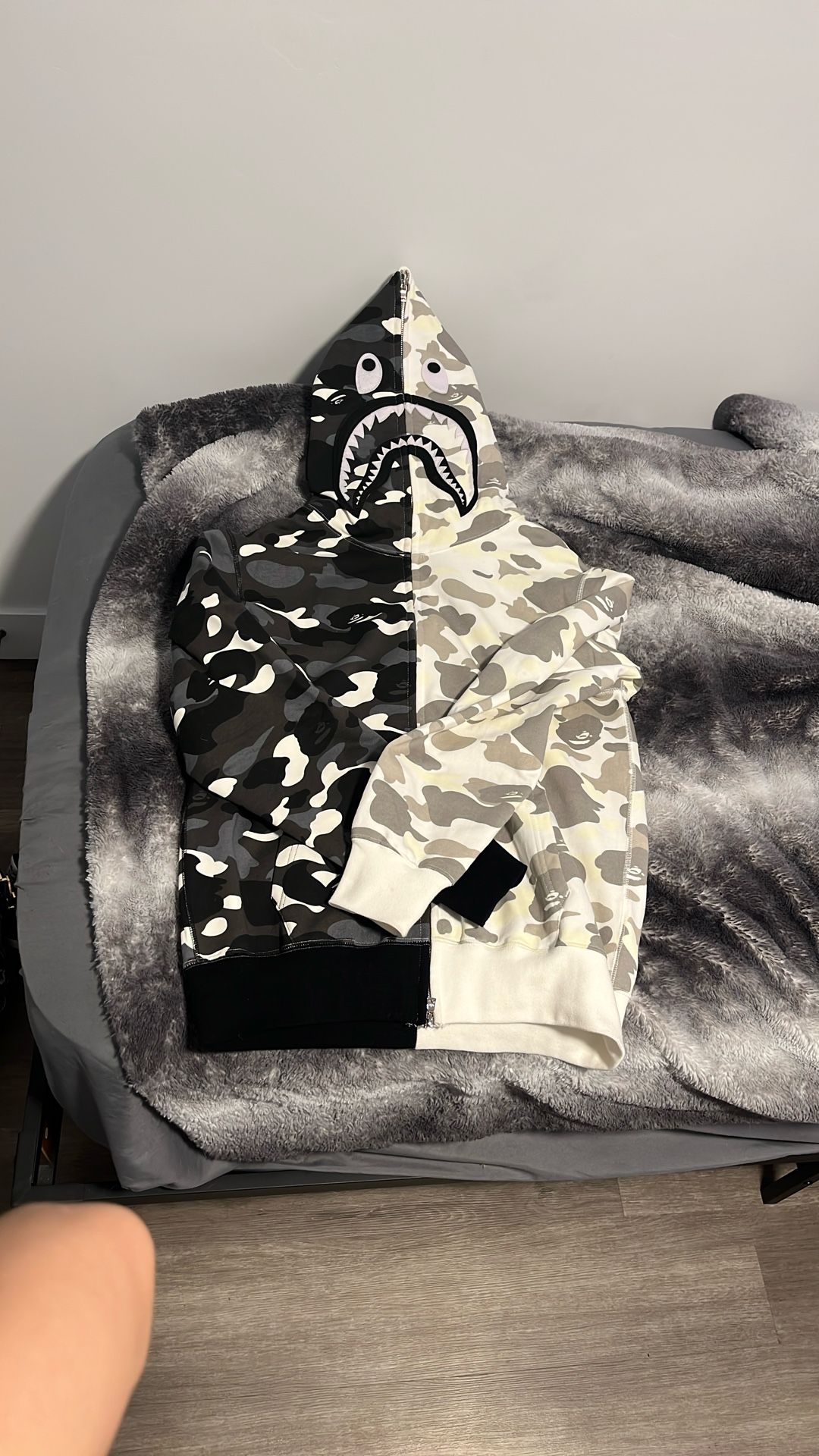 White And Black Glow In The Dark Bape Hoodie