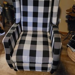 Wingback Buffalo Plaid Reclining Chair 