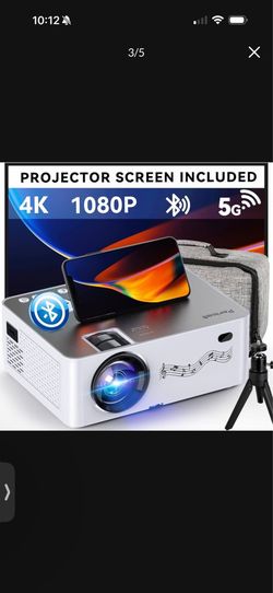 WiFi and Bluetooth Projector, 5G WiFi Native 1080P/16000L Video Projector with Screen, 4K Support