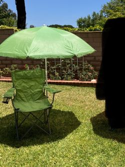 Green Camping Chair Umbrella Set
