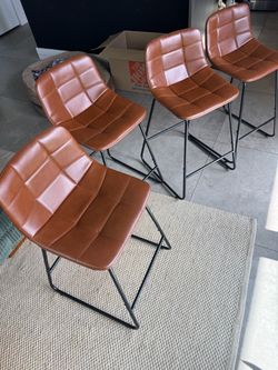 Set of 4 Cognac Brown Counter Height Bar Stools – $225 OBO Need Gone ASAP