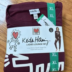 NWT Keith Haring ladies long sleeve crew & jogger super soft Lounge Set Size XL