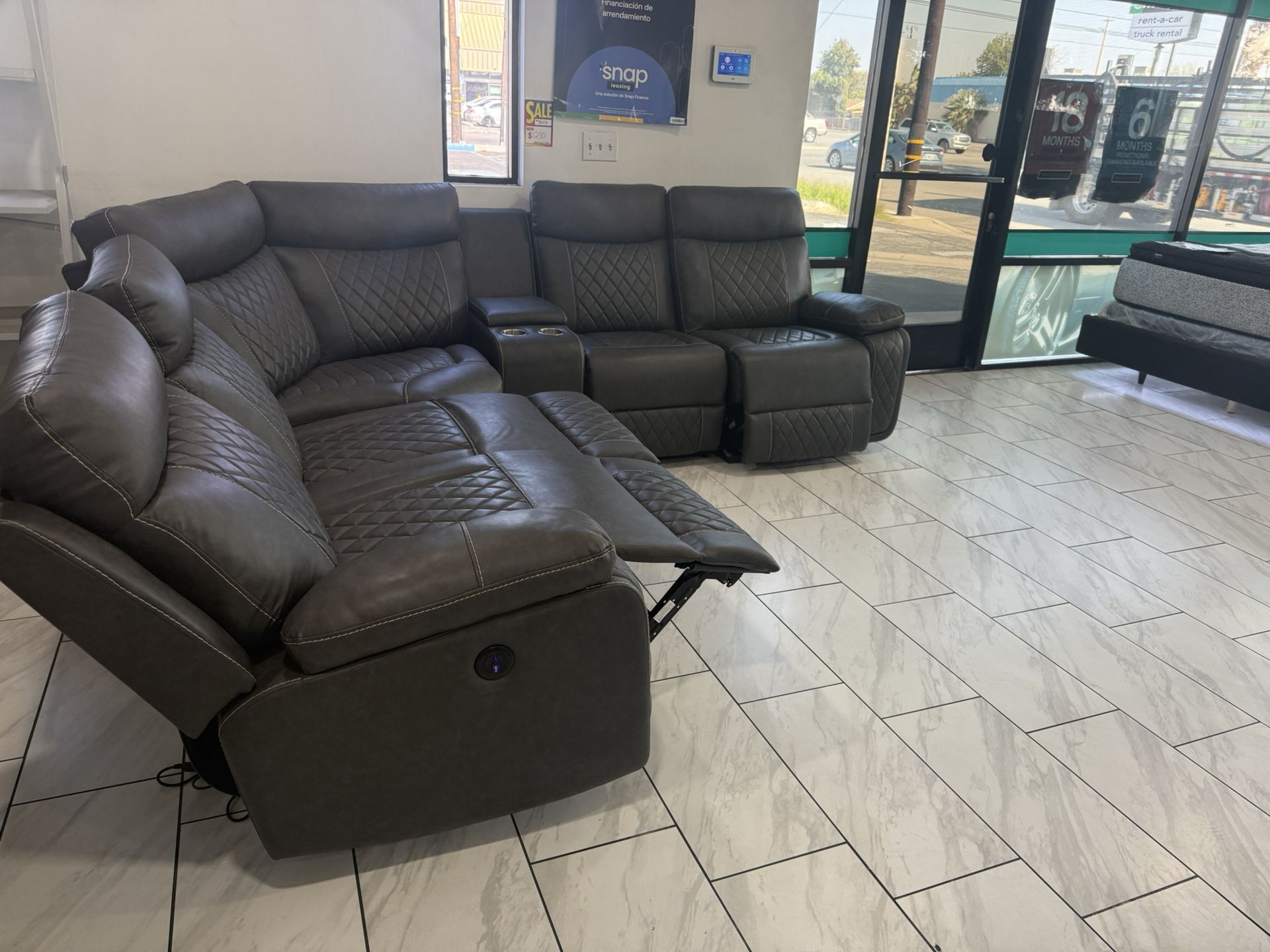 🛋️ NEW!! Power Sectional Sofa w/ 3 Recliners 🚛 Avail E-Z Clean 3 Total Recliners STILL IN BOX 📦
