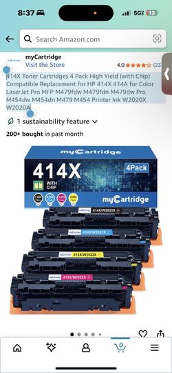 414X Toner Cartridges 4 Pack High Yield (with Chip) Compatible Replacement for HP 414X 414A for Color LaserJet Pro MFP M479fdw M479fdn M479dw Pro M454
