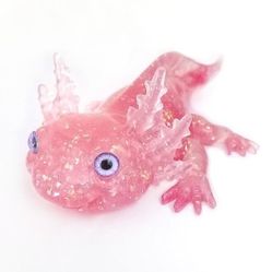 Pink glittery axolotl figurine collectible home decor handmade resin new 