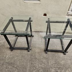 2 Glass Top End Tables