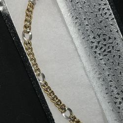 14KT Two-Tone Link Bracelet 8”