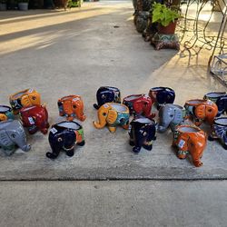Talavera Tiny Elephant Pots. Pottery, Clay Pots,  Planters, Plants. $12 Each.