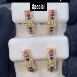 14K .61CT Natural Diamond Hoops 