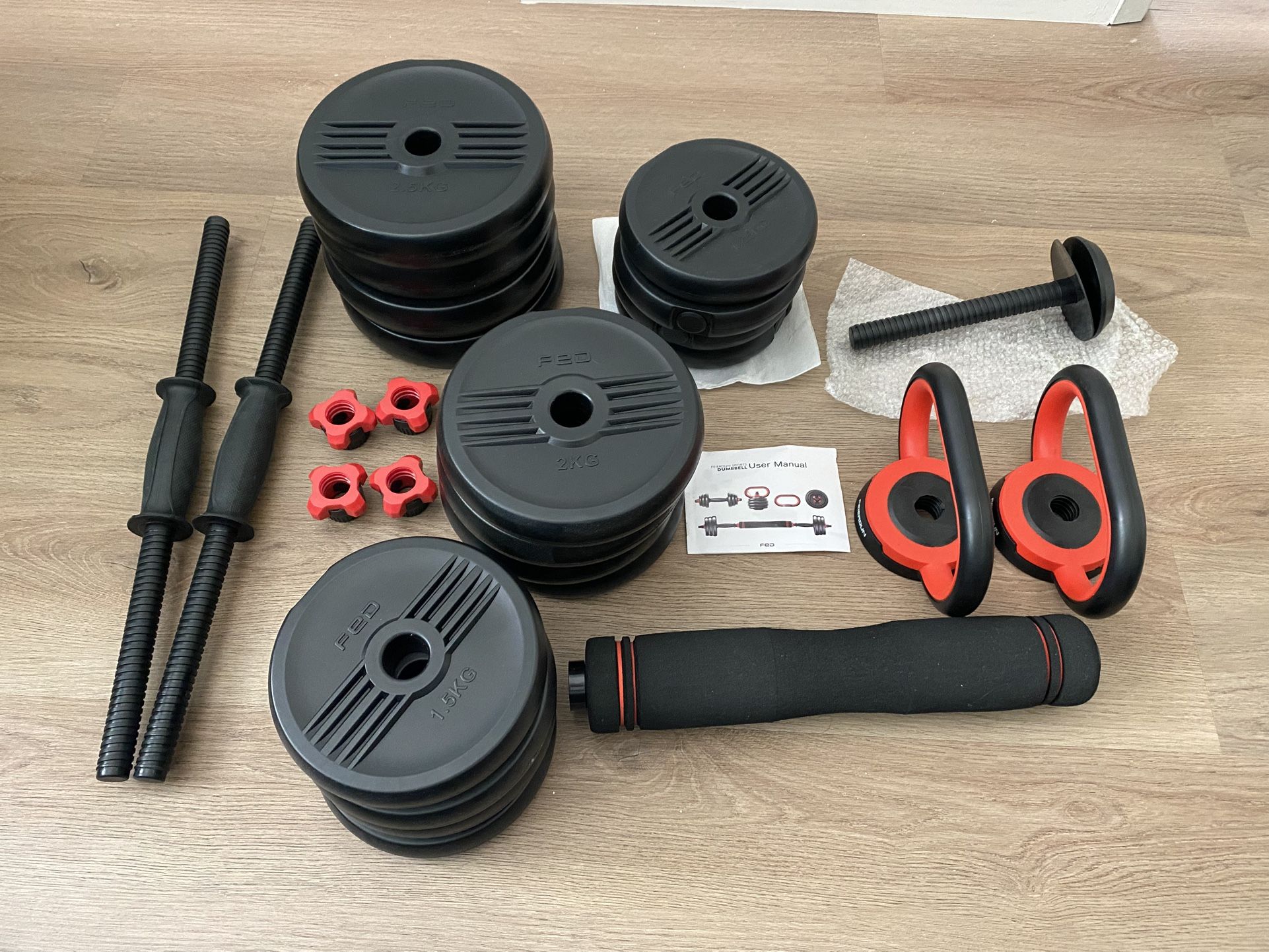 Adjustable Dumbbells / Barbell Set (66 LBS / 30 KG) for Home Gyms