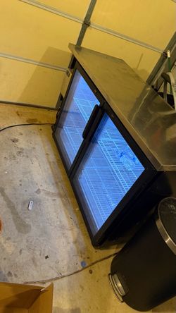 Commercial 2-Door Glass Back Bar Cooler with Stainless Steel Top
